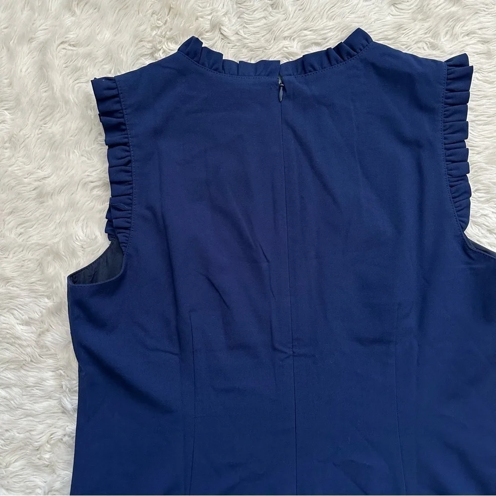 J. Crew Factory Dress Ruffleneck Suit Above Knee Antique Navy Blue 10 NWT New - Picture 7 of 12